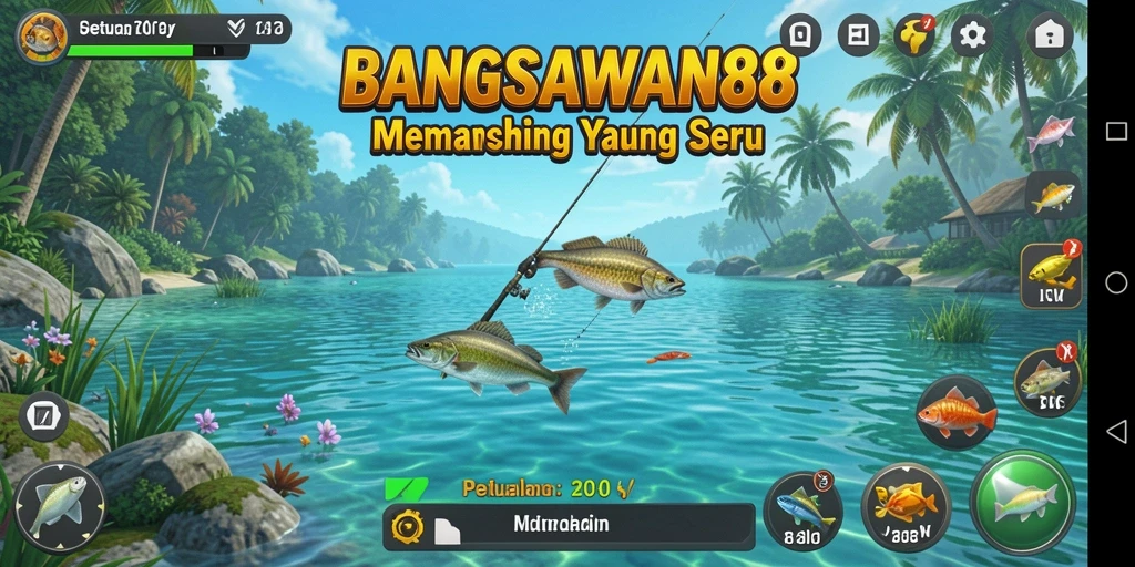 Screenshot gameplay BANGSAWAN88 dengan aksi memancing yang mendebarkan.