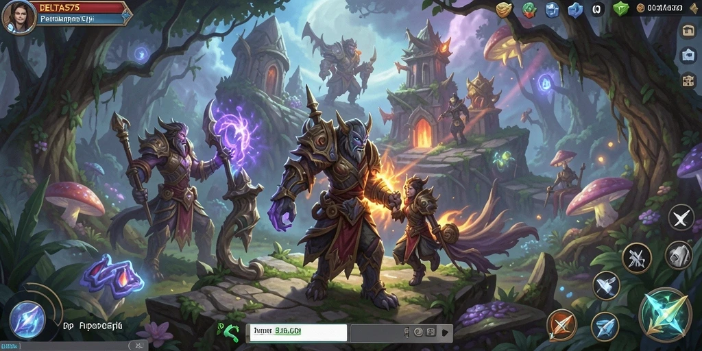 Tangkapan layar utama menampilkan pertarungan epik dalam gameplay RPG.