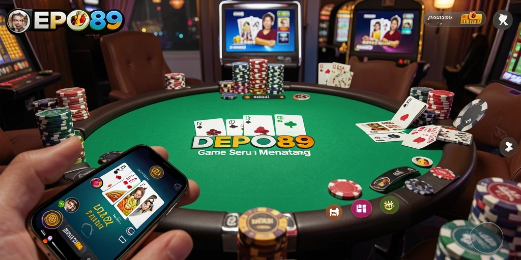Tampilan menarik dari gameplay Poker DEPO89 dengan suasana kasino.