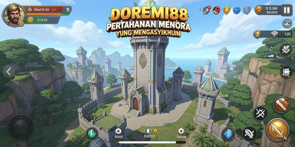 Screenshot DOREMI88 menampilkan aksi seru dalam pertempuran Tower Defense.