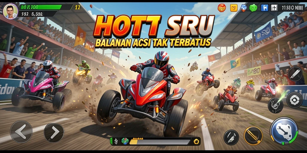 Tampilan gameplay HOT51 yang mendebarkan dengan aksi balapan seru.