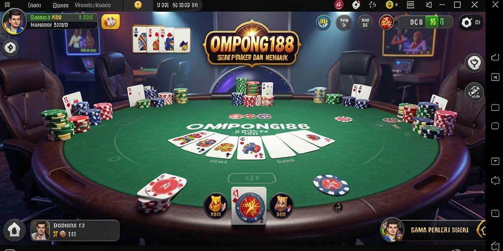 Screenshot utama OMPONG188 menampilkan suasana permainan Poker yang mendebarkan.