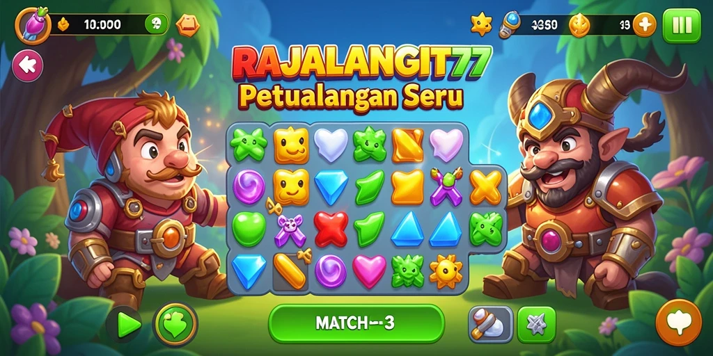 Tampilan gameplay seru dalam RAJALANGIT77 dengan kombinasi warna yang menawan.