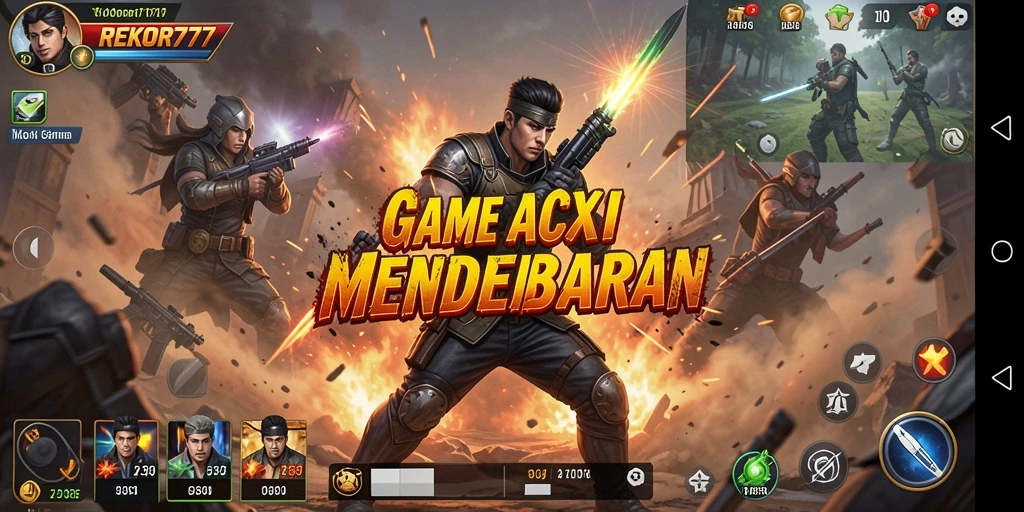Gameplay aksi intens REKOR777 dengan karakter dinamis.