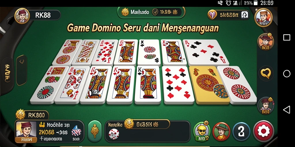 Screenshot gameplay RK88 menampilkan serunya bermain Domino dengan teman.