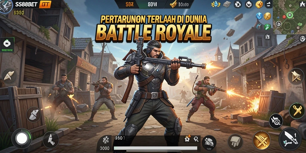 Screenshot SS88BET menunjukkan momen intens dalam permainan Battle Royale.
