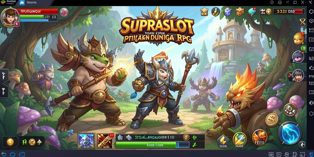Tampilan gameplay SUPRASLOT menampilkan karakter beraksi dalam pertempuran intens.